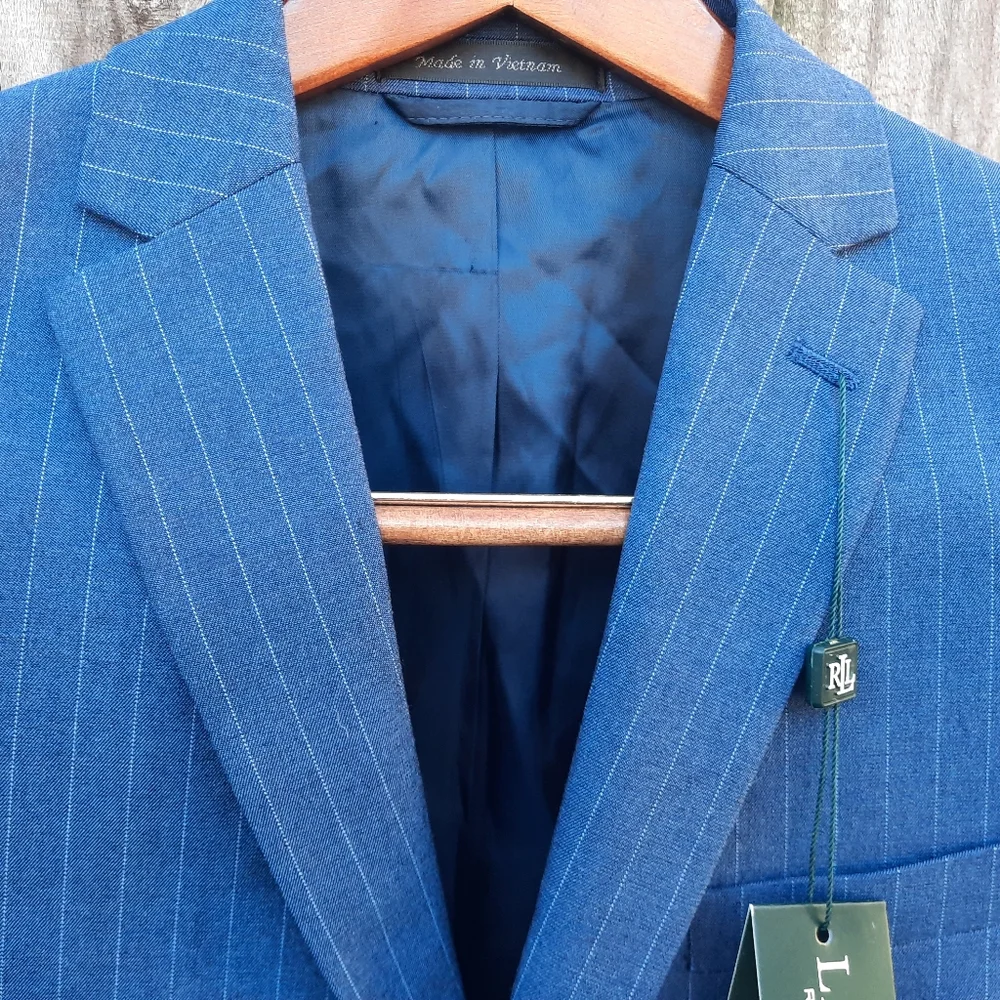 LAUREN RALPH LAUREN BOYS 18R BLAYTON LIGHT BLUE w/Pin Stripe BLAZER NWT